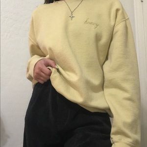 brandy melville honey embroidered sweatshirt